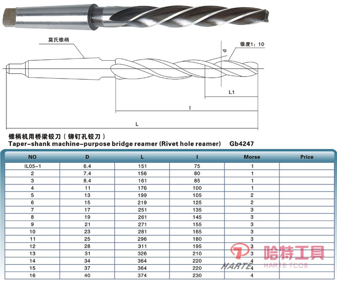 锥柄机用铰刀铆钉孔铰刀